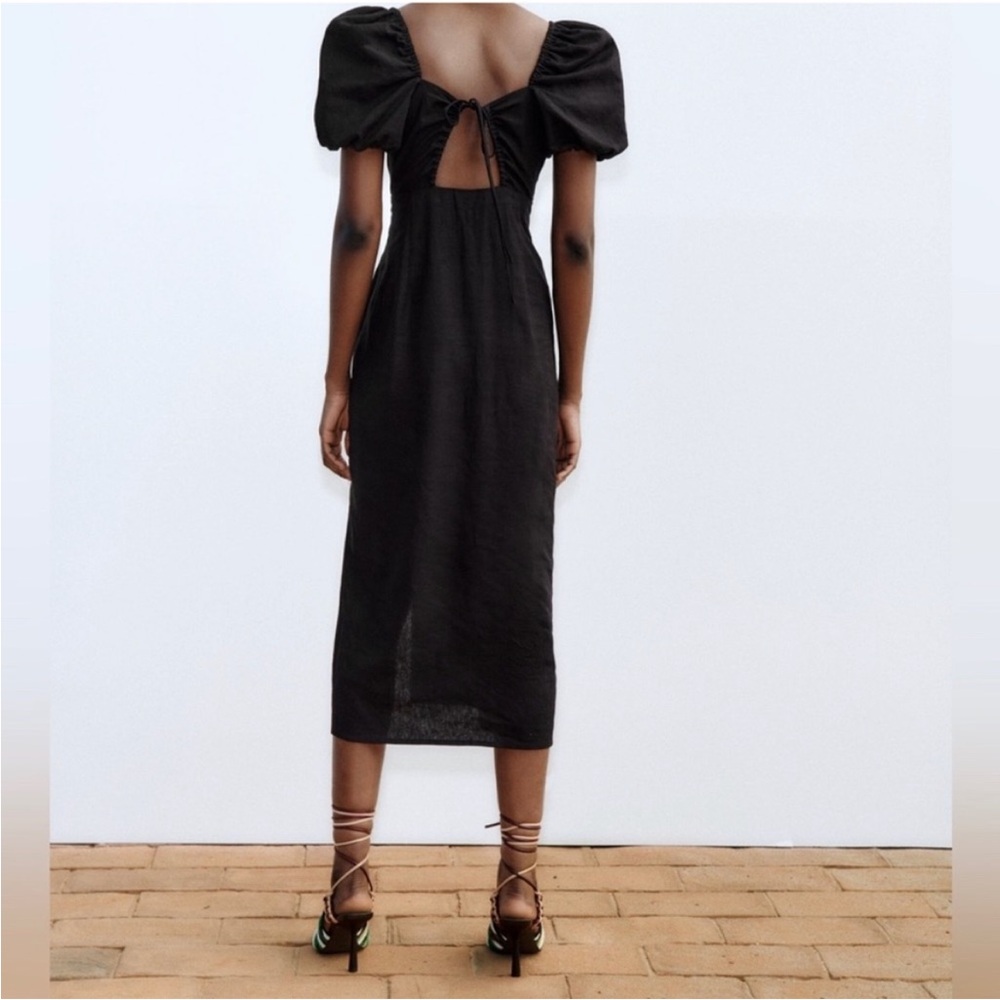 Brand new Zara linen dress with puffy sleeves. NWT - Picture 3 of 8
